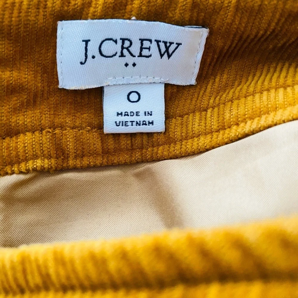 J Crew Factory Mustard Corduroy Skirt, Sz 0, Preppy Corduroy A Line Mini Skirt - Picture 3 of 7
